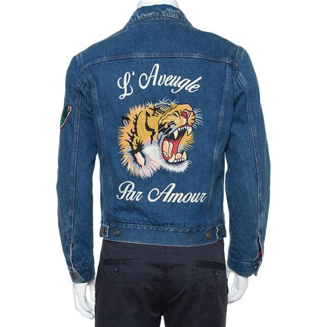 gucci denim l'angle with tiger|Gucci tiger denim.